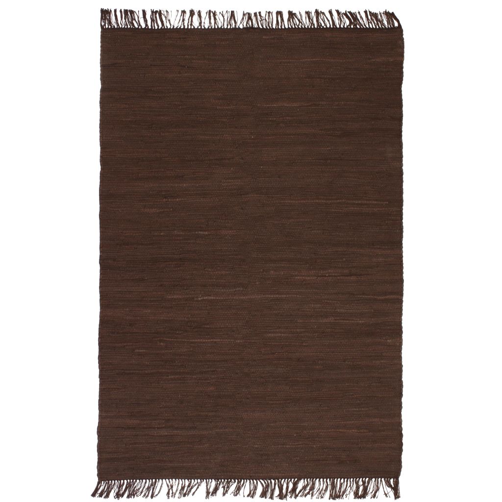 vidaXL Vloerkleed Chindi handgeweven 80x160 cm katoen bruin