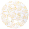 Kleur: wit met gouden print Materiaal: 90% polyester en 10% elastaan Diameter (wanneer uitgestrekt op de tafel): 60 cm Dichtheid: 170 g/m² Wasbaar op 40 ℃ Herbruikbaar Levering bevat 2 tafelhoezen