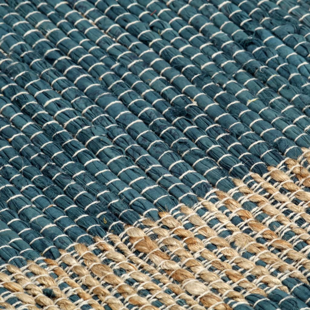 Kleur: blauw en naturel Materiaal: gevlochten jute en katoen Afmetingen: 80 x 160 cm (B x L) Handgemaakt Aantrekkelijke textuur