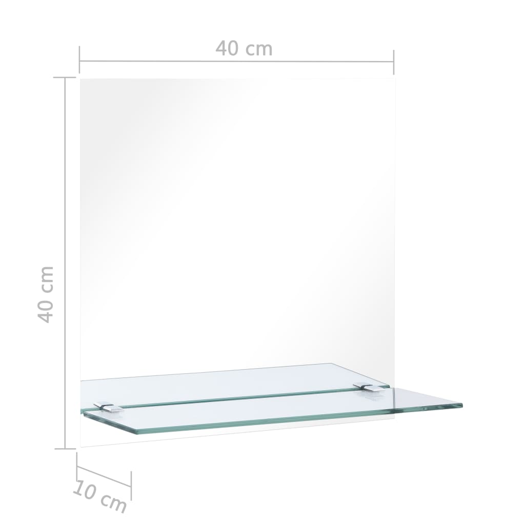 vidaXL Wandspiegel met schap 40x40 cm gehard glas