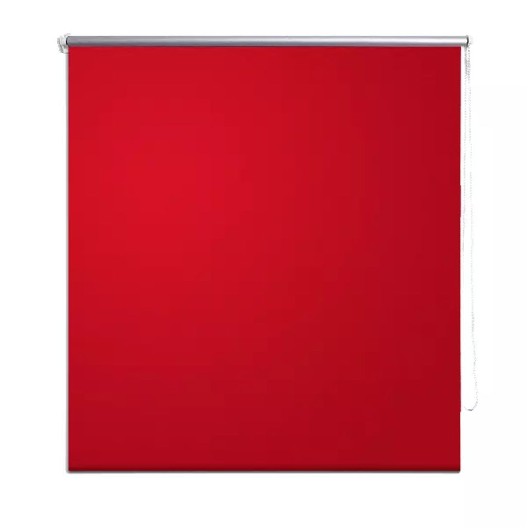 Gordijn kleur: rood Ketting kleur: wit Gordijn grootte: 60 x 120 cm (b x h) Ketting lengte: 180 cm Metalen schacht diameter: 18 mm Materiaal: Polyester: 100% Materiaal: Polyester: 100%