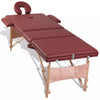 Inklapbare massagetafel 3 zones met houten frame (Rood)
