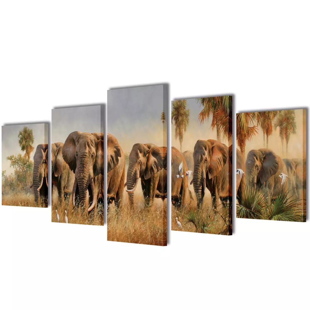 Canvasdoeken Olifanten 100 x 50 cm