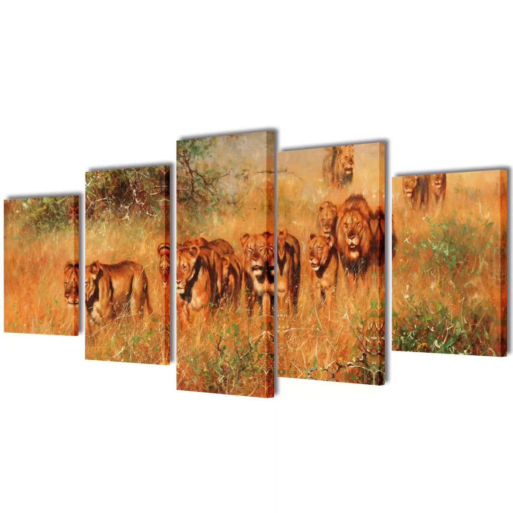 Canvasdoeken Leeuwen 100 x 50 cm