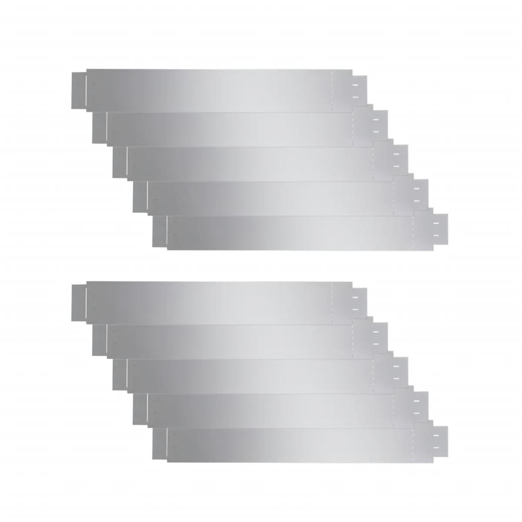 Materiaal: gegalvaniseerd staal Afmetingen: 100 x 14 cm (L x H) Dikte: 0,7 mm Kan eenvoudig worden gebogen (rond, rechte hoeken) De levering bevat 10 stuks.