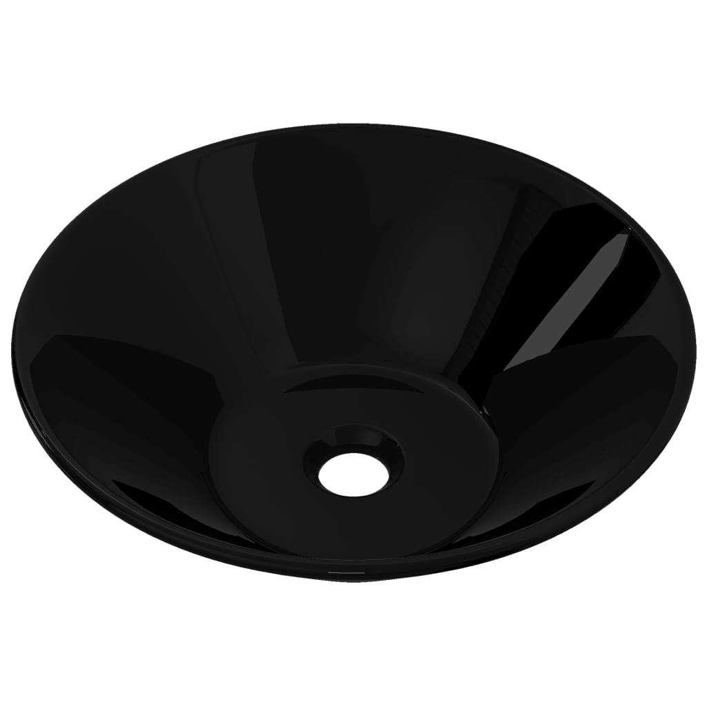 Kleur: zwart Materiaal: keramiek Grootte: 420 x 140 mm (Diameter x H) Afvoer diameter: 4,5 cm Type montage: boven een aanrecht
