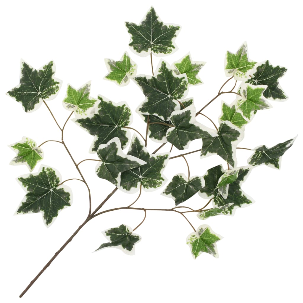 Plantensoort: klimop Kleur: groen en wit Materiaal: kunststof Lengte: 70 cm Aantal bladeren: 25 Levering bevat 10 takken