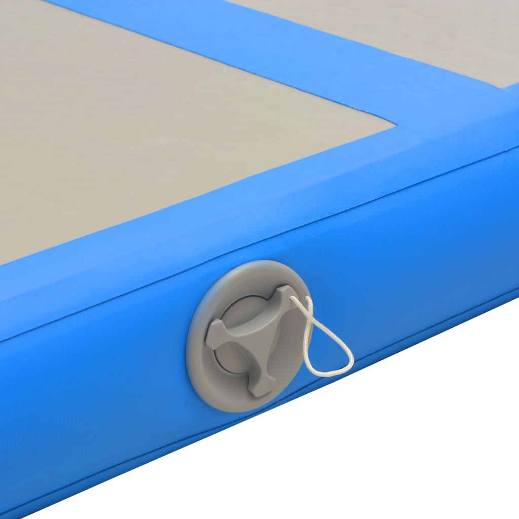 vidaXL Gymnastiekmat met pomp opblaasbaar 600x100x10 cm PVC blauw