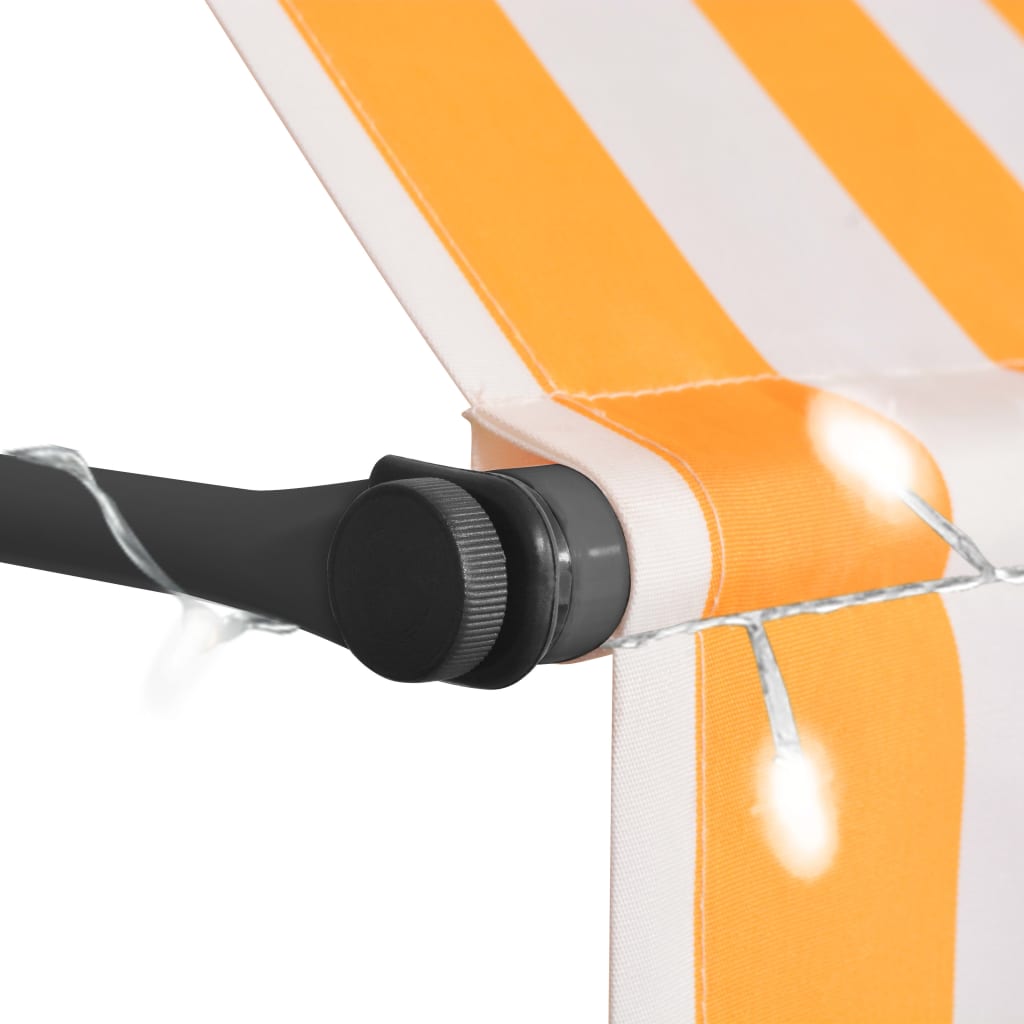 vidaXL Luifel handmatig uittrekbaar met LED 250 cm wit en oranje