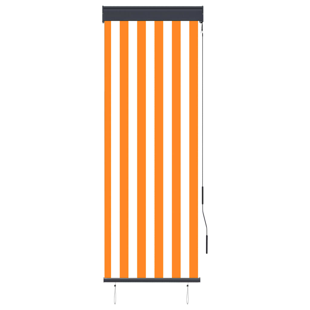 Kleur: wit en oranje Materiaal: stof (100% polyester) met PA-coating, aluminium en staal Afmetingen: 60 x 250 cm (B x H) Lengte slinger: 1,21 m Uv- en hitteblokkerend Zwengelmechanisme Montage vereist