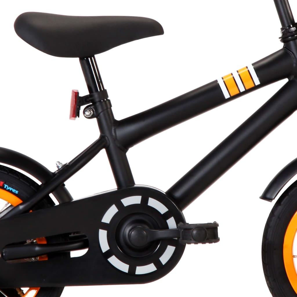 vidaXL Kinderfiets met voordrager 12 inch zwart en oranje