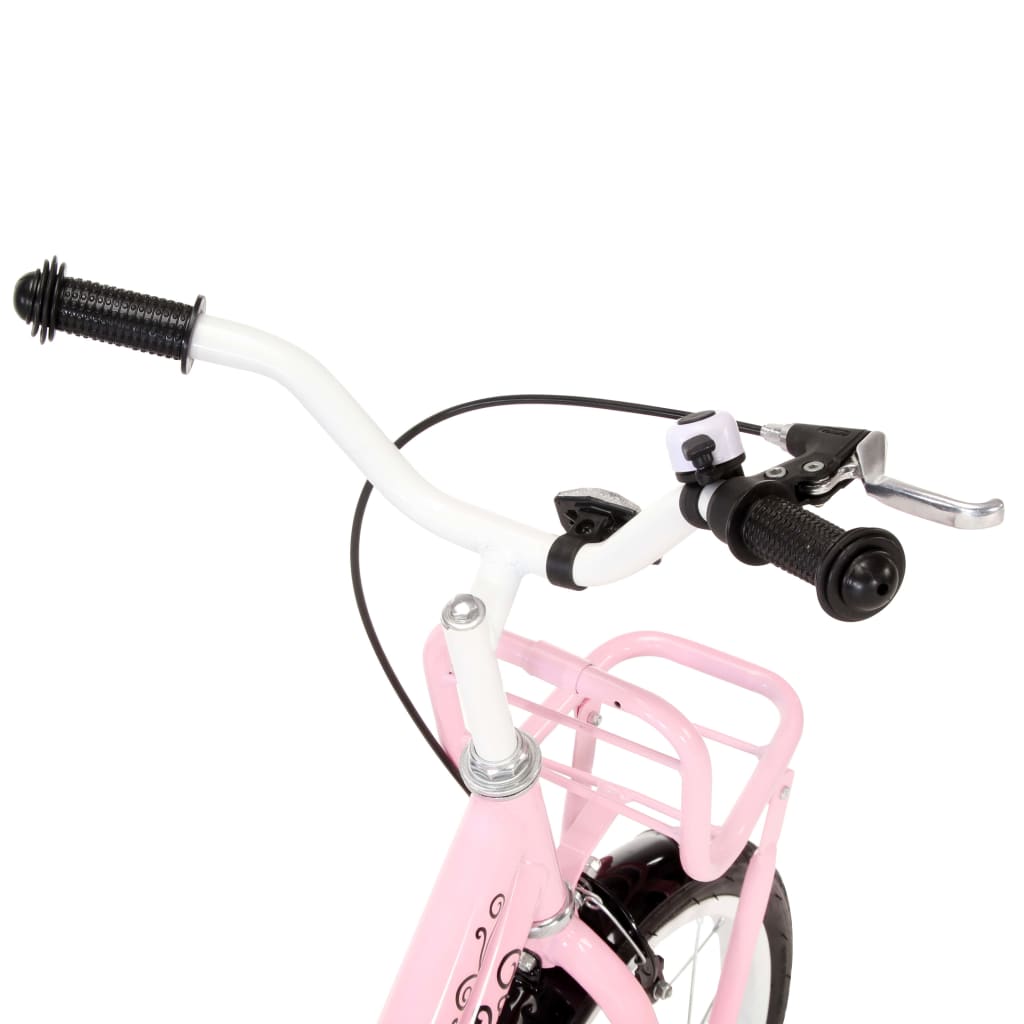 vidaXL Kinderfiets met voordrager 16 inch wit en roze