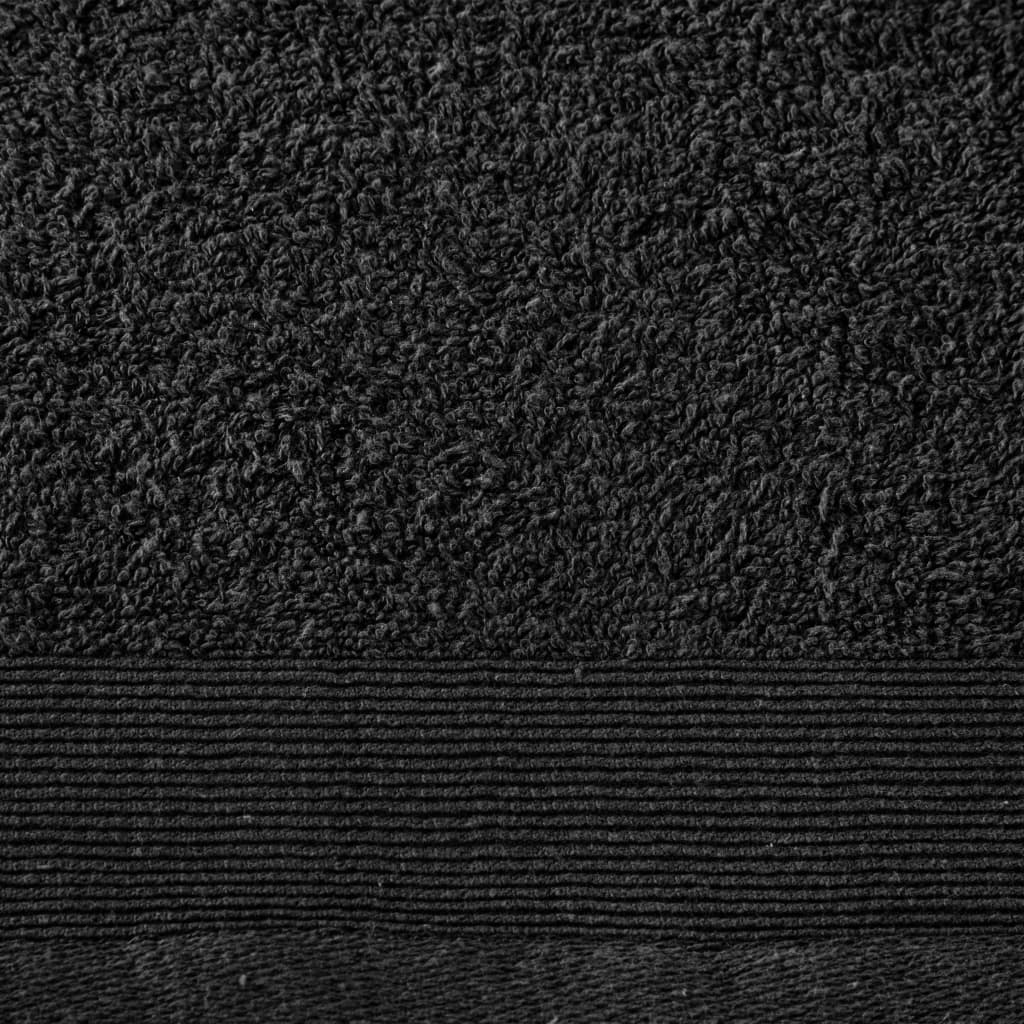 Kleur: zwart Materiaal: 100% katoen Afmetingen: 70 x 140 cm (B x L) 450 g/m² Zacht, comfortabel, absorberend en duurzaam In de wasmachine wasbaar Levering bevat: 2 x doek