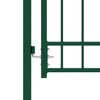 Deze hekpoort vormt een praktische veiligheidsafscheiding voor je tuin, terras of patio. De stevige tuinpoort is vervaardigd van robuust staal en is gepoedercoat tegen roest en corrosie. Dankzij de verticale stangen met speerpunten en sterke horizontale beugels om het frame te versterken, biedt deze poort een hoge mate van veiligheid. De gewelfde bovenkant draagt bij aan de elegantie. Bovendien is hij uitgerust met een vergrendelingssysteem met 3 bijpassende sleutels en wordt hij geleverd met 2 stevige ...
