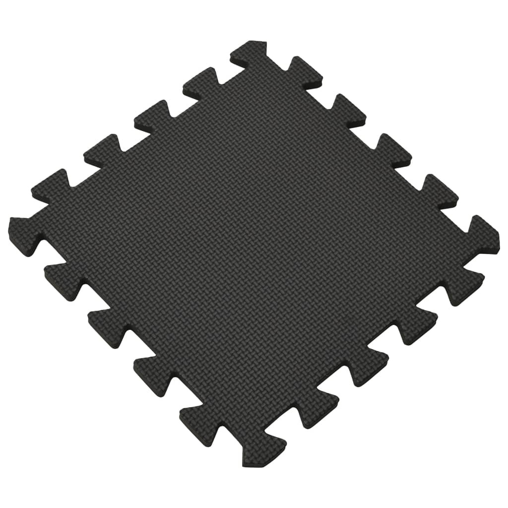 Kleur: zwart Materiaal: EVA-schuim Afmetingen (elk): 30 x 30 x 1 cm (L x B x D) Totale oppervlakte: 4,86 ㎡ Eenvoudig te reinigen en op te bergen Zacht en waterafstotend Levering bevat: 54 x puzzelsportmat