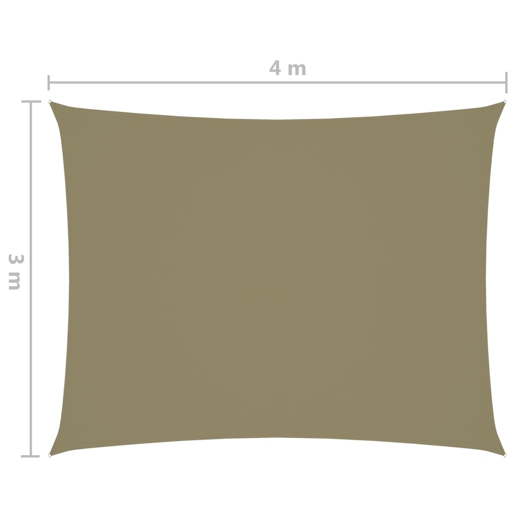 vidaXL Zonnescherm rechthoekig 3x4 m oxford stof beige