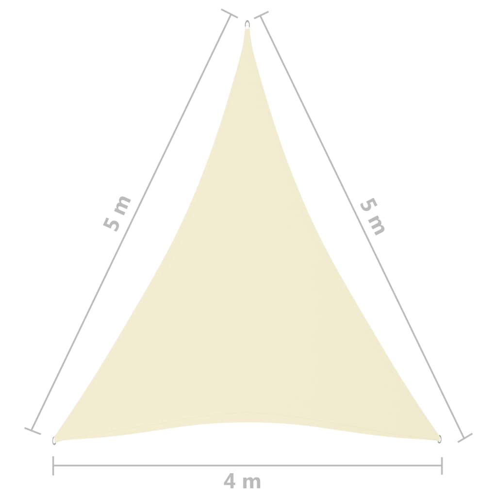 vidaXL Zonnescherm driehoekig 4x5x5 m oxford stof crèmekleurig