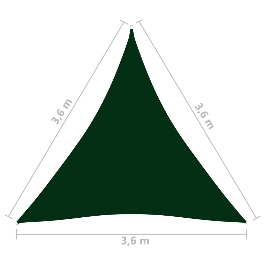 vidaXL Zonnescherm driehoekig 3,6x3,6x3,6 m oxford stof donkergroen