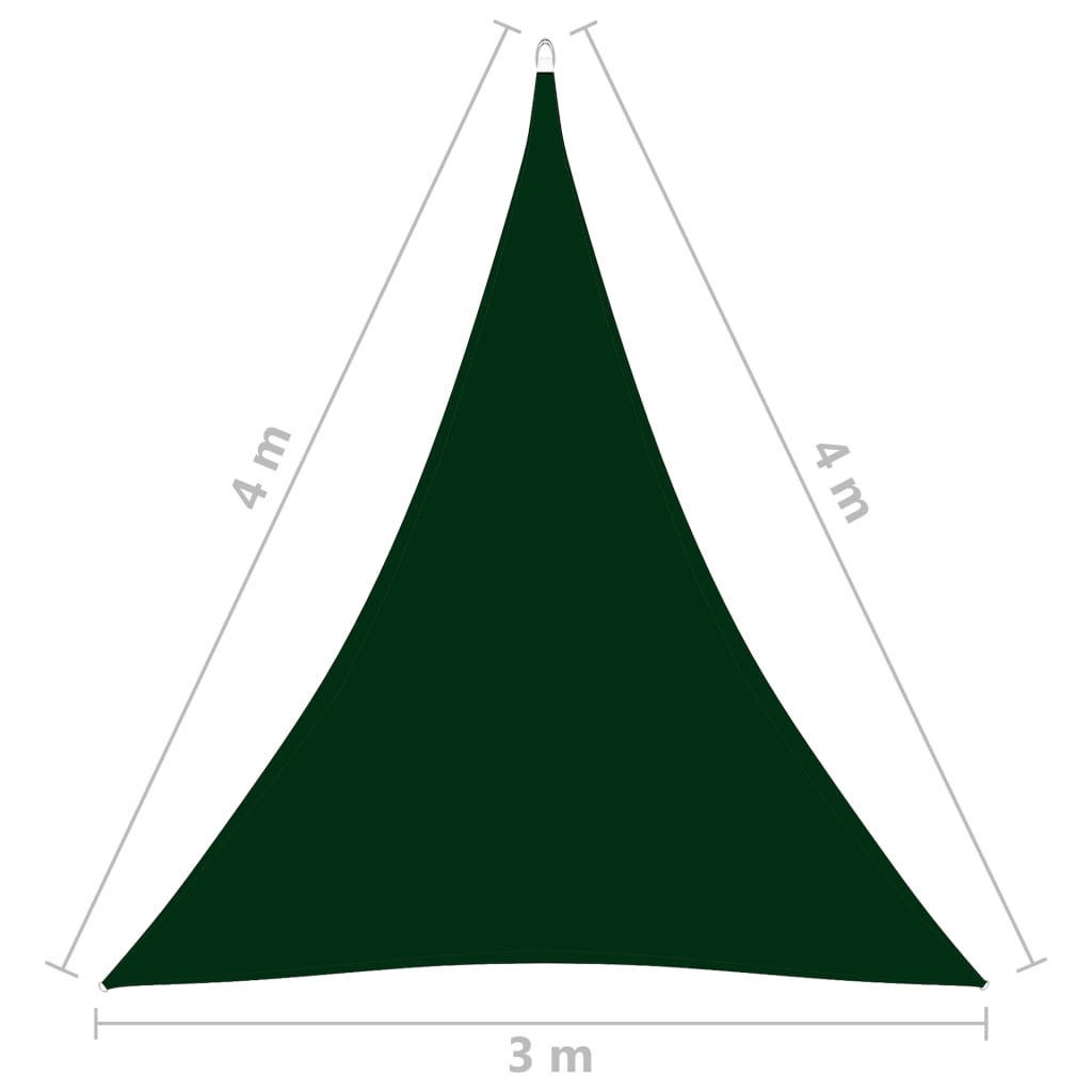 vidaXL Zonnescherm driehoekig 3x4x4 m oxford stof donkergroen