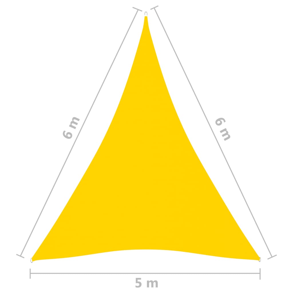 vidaXL Zonnescherm driehoekig 5x6x6 m oxford stof geel