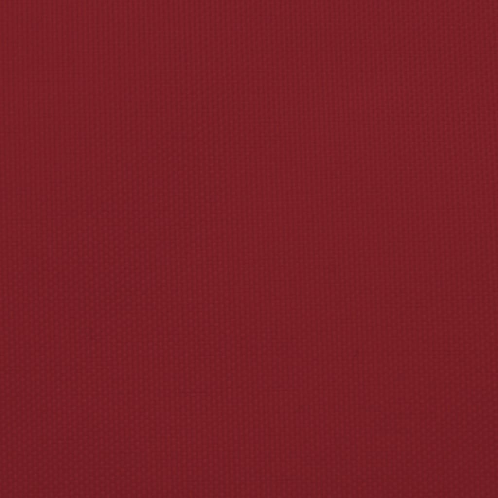 Kleur: rood Materiaal: PU-gecoat oxford stof Afmetingen: 2,5 x 2,5 m (L x B) Vorm: vierkant Waterbestendig Uv-beschermend Roestvrijstalen bevestigingsmiddelen op elke hoek Inclusief 4 x 1,5 m PE touw