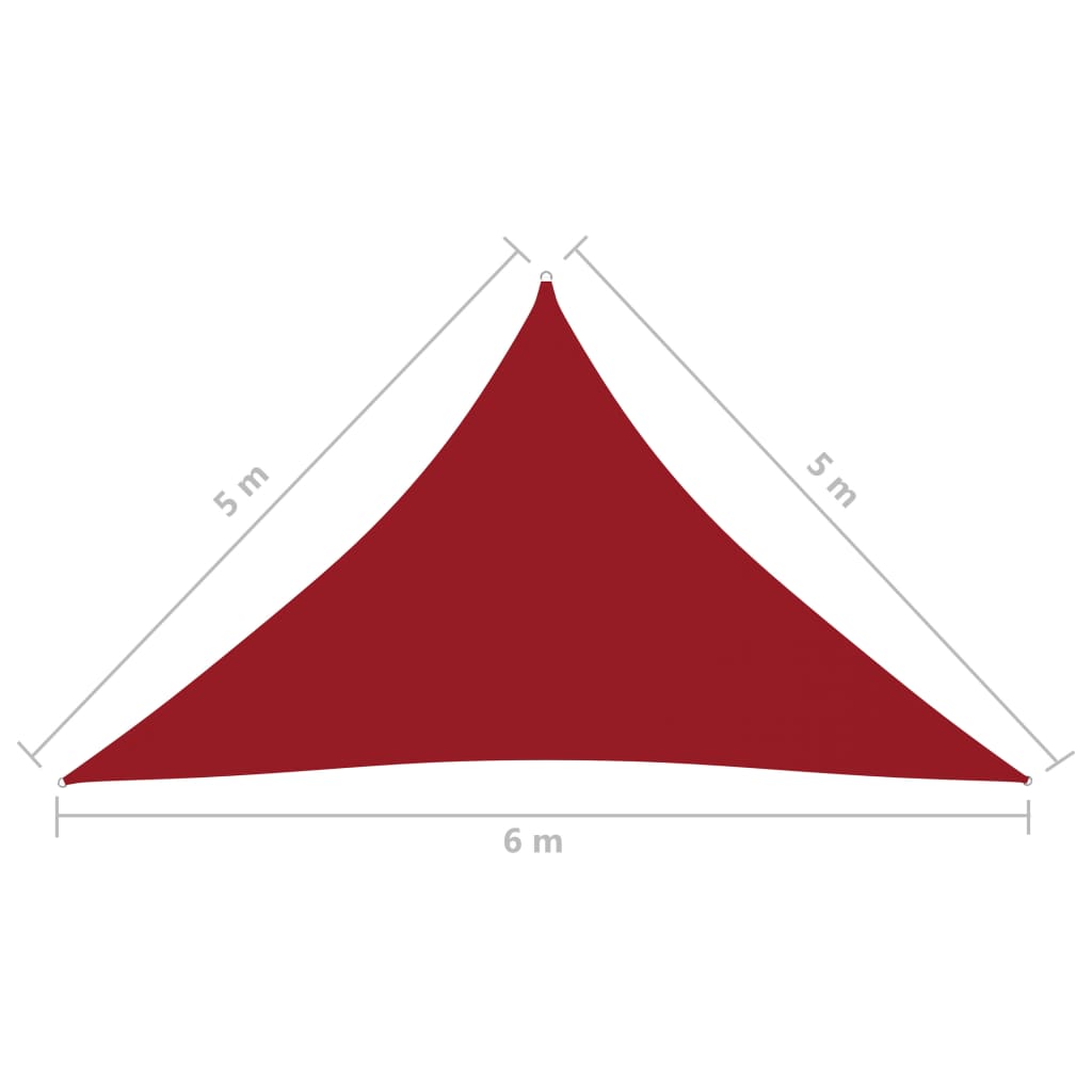 vidaXL Zonnescherm driehoekig 5x5x6 m oxford stof rood