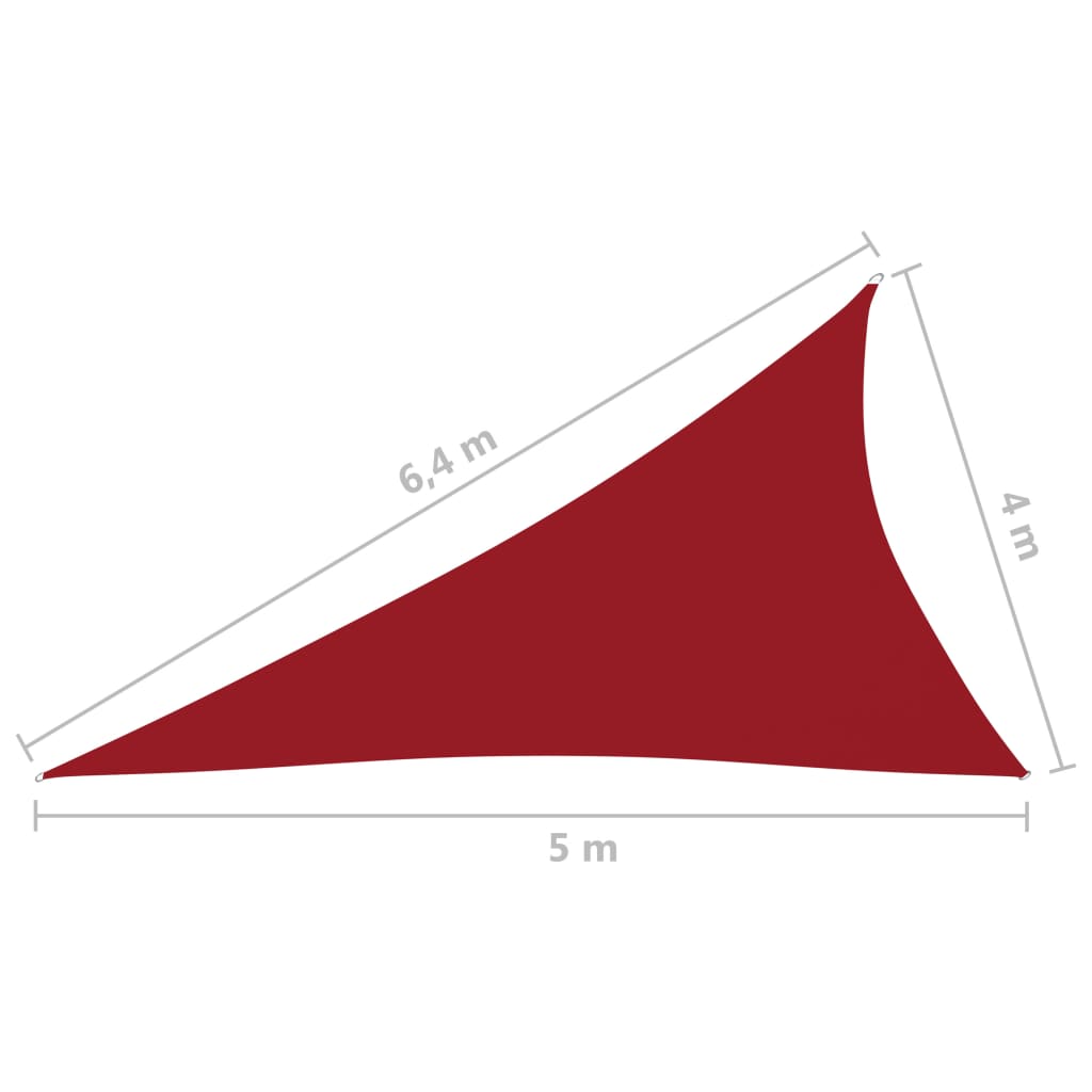 vidaXL Zonnescherm driehoekig 4x5x6,4 m oxford stof rood
