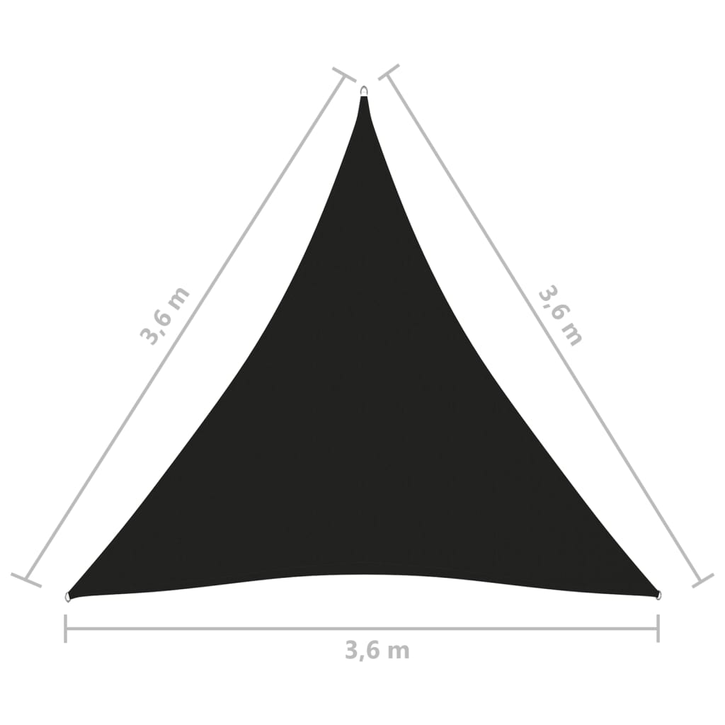 vidaXL Zonnescherm driehoekig 3,6x3,6x3,6 m oxford stof zwart