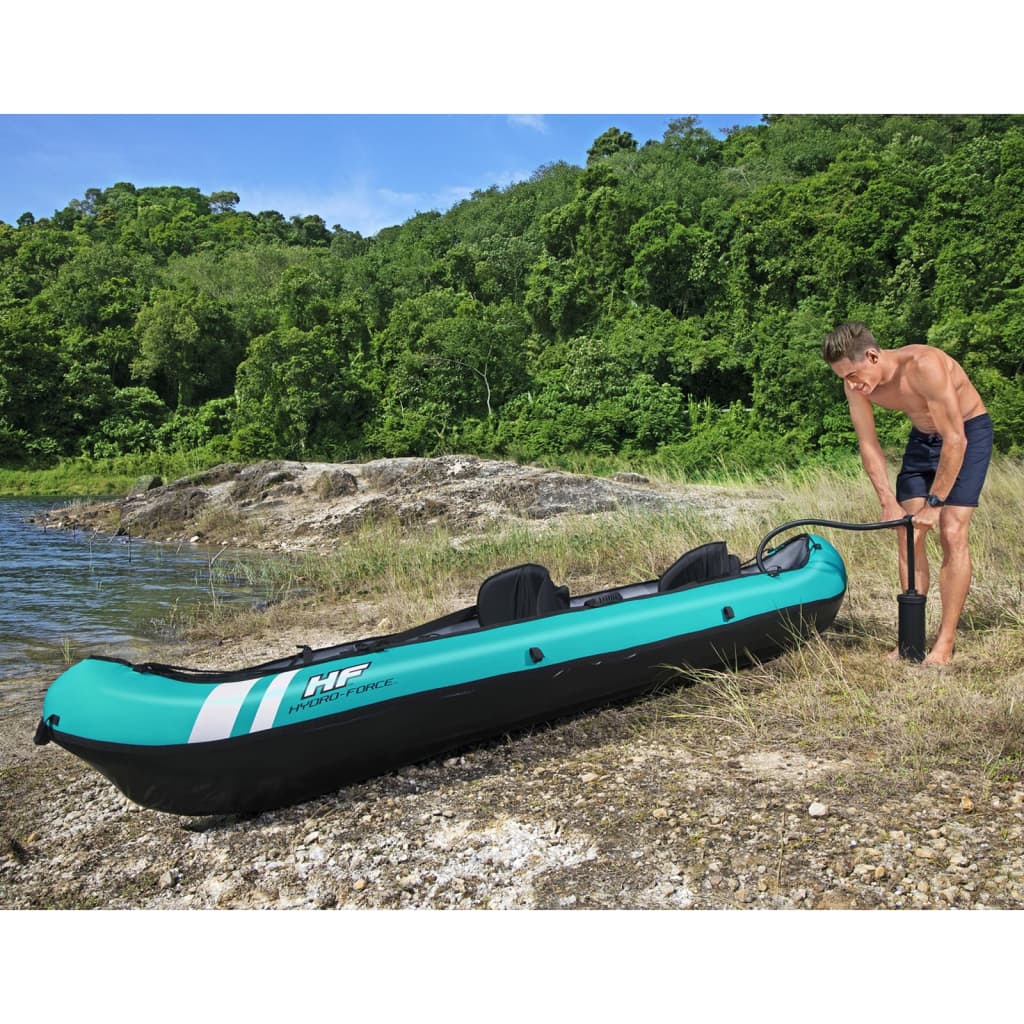 Deze Hydro-Force Kayak Ventura X2 van Bestway is uitermate geschikt voor een recreatieve reis in het zwembad of op een meer. De hoogwaardige nylon coating van de Ventura Kayak, speciaal gemaakt voor de meest veeleisende avonturier, is bestand tegen de zwaarste elementen en is oliebestendig, waterdicht en bestendig tegen intense uv-stralen. De hoogwaardige nylon coating is ook lekbestendig en gebouwd om het ruwe en vaak onstuimige water van een rivier te weerstaan. Deze duurzame kajak kan je over kronkel...