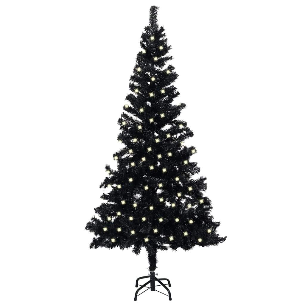 vidaXL Kunstkerstboom met LED's en standaard 240 cm PVC zwart